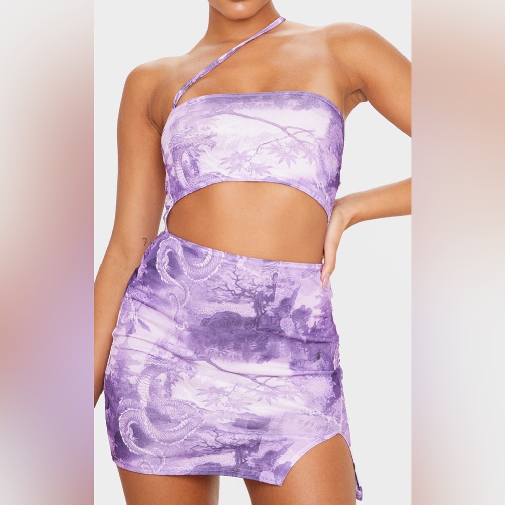 Purple print mini dress